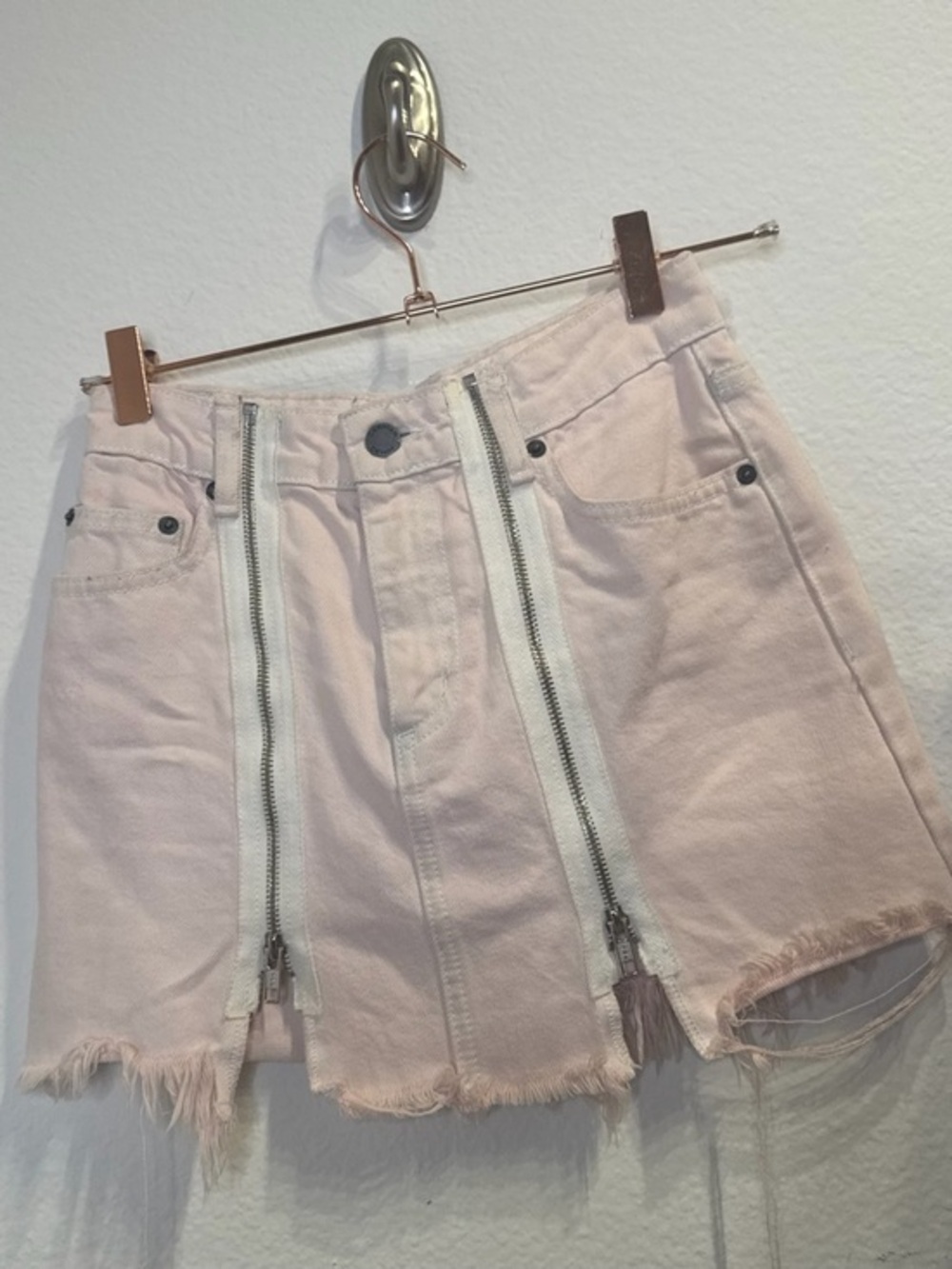 Carmar Pale Pink Denim Skirt with Back Pocket Detail